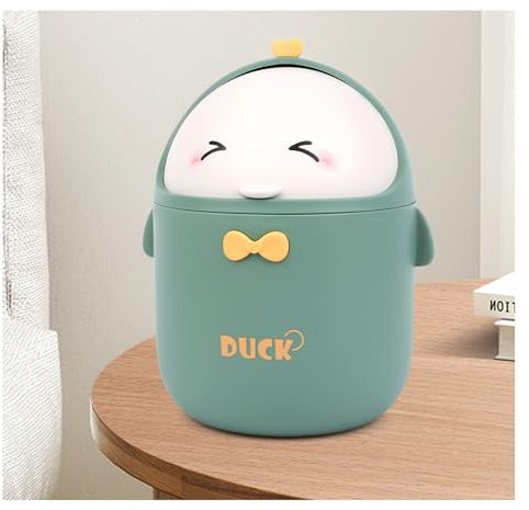 LOBVABA TischmüLleimer Mit Deckel，Süße Cartoon Tisch Mülleimer,für BüRos, Kinderzimmer, Schminktisch, Wohnzimmer (Grün) ﻿
