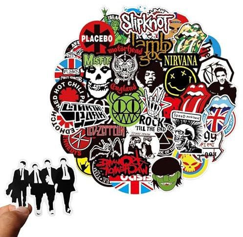 Anime Pegatinas 100 pcs Unidades Vinilo Rock Banda Cool Metal Punk Música Pegatina para Portátil, Botellas de Agua Monopatín,Bicicleta,Computadora, Snowboard, Equipaje para Niños DIY Stickers