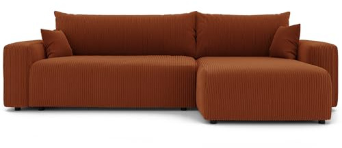 GREKPOL Canapé d'angle avec fonction couchage 278 x 145 cm, taille XL, canapé d'angle avec fonction couchage et tiroir de lit, canapé-lit avec tiroir de lit, canapé de salon