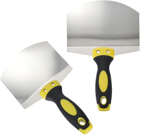 2/4 Pièces Couteau à Enduire, Couteau à Enduire, Spatules en Acier Inoxydable, Couteaux à Spackle avec Manche en Plastique, Spatule Enduit avec Trou de Suspension, pour Masticage (Modèle 1, 2 pièces)
