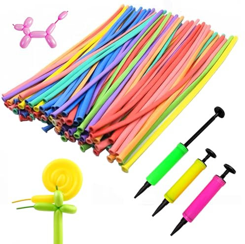 150 Stück Modellierballons Mit Pumpe,Luftballons Tiere,Mehrfarbig Lange Luftballons zum Formen 30cm Länge Modellier Luftballon, für DIY, Party Dekoration