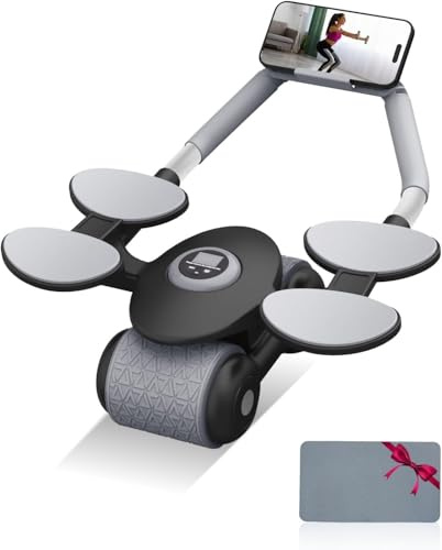 Ab Roller Upgraded Automatic Rebound Ab Roller with Elbow Support & Timer Easy Assembly Includes Knee Pad Perfect for Home Gym & Core Workouts