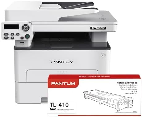 PANTUM M7108DW Imprimante Laser Multifonction, Noir et Blanc, Impression/Copie/Scanner 3en1, Impression Recto-Verso Automatique, WiFi/USB/Ethernet, 33 ppm, avec Toner TL-410(1500 Pages)