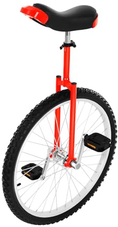 BJTDLLX Enhjuling 24 tums enhjuling cykel för vuxna, justerbar höjd 91,44–101,6 cm, för fitness och utomhusbalansträning, med enkelram, säker cykling, 70 kg lastkapacitet (röd)