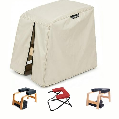 Deosk Universal Yoga Headstand Bench Cover with Reflective Strips and Handle, Feet Up Trainer Headstands Stool Covers with Zipper for Most Yoga Inversion Head Stand Chair 25 Lx15.3 Wx15 H(White)