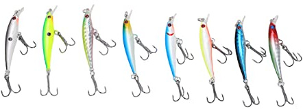 Señuelo de Pesca Minnow, Cebo Duro Wobbler, Juego de 8 Piezas con Ojos 3D realistas, Ganchos de Acero Inoxidable para Pesca de Larga Distancia en el río, Material plástico, 5 cm,