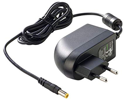 PremiumCord Fuente de Alimentación Universal 230V / 24V / 1A, Fuente de Alimentación AC/DC, Adaptador de Corriente para Routers y Otros Dispositivos, Enchufe de Salida 5,5mm / 2,1mm, Longitud 1,8m