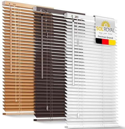Sol Royal Holzjalousie SolDecor JH3 Jalousie aus Holz in Weiß - 50x130 cm Tür- und Fensterjalousie Holz umweltschonend produziert - Jalousien Blickschutz Fenster 3,5 cm breite Lamellen