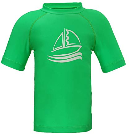 LACOFIA Rashguard Manica Corta per Bambini Costumi da Bagno per Ragazzi Protezione Solare Asciugatura Rapida Stampa Verde 11-12 Anni