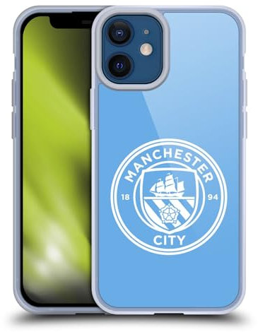 Head Case Designs Officially Licensed Manchester City Man City FC Blue White Mono Badge Gel Case [Military Grade Protection] Compatible with Apple iPhone 12 Mini and Compatible with MagSafe