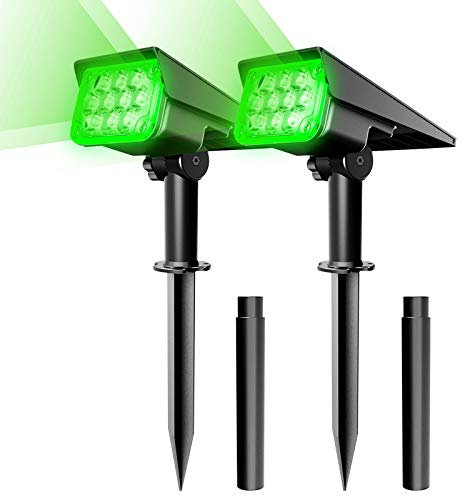 NATPOW Led Solar Spotlights, Outdoor Graden Lights, IP65 Waterproof Solar Powered Security Light Landscape Light, Auto on/Off,In-ground/Wall Light for Garden,Patio,Driveway,Pond,Deck.(Green)