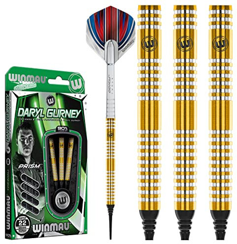 WINMAU Daryl Gurney 20 Gramm Softip Profi Wolfram Softip Dartpfeile Set mit Flights und Schäfte