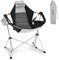 KingCamp Hängematte, Campingstuhl, Schaukelstuhl für Erwachsene, Rasen, Strand, Camping, Outdoor, tragbarer Klappstuhl, hält bis zu 136 kg, Tragetasche, Getränkehalter (grau/schwarz)