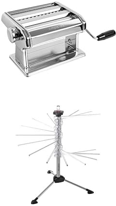 Set Preparazione Pasta, Macchina per la Pasta Ampia 180 + Essiccatore + Accessori Fettuccine e Taglioni, Accessori per Cucina, Materiali di Qualità, Made in Italy.