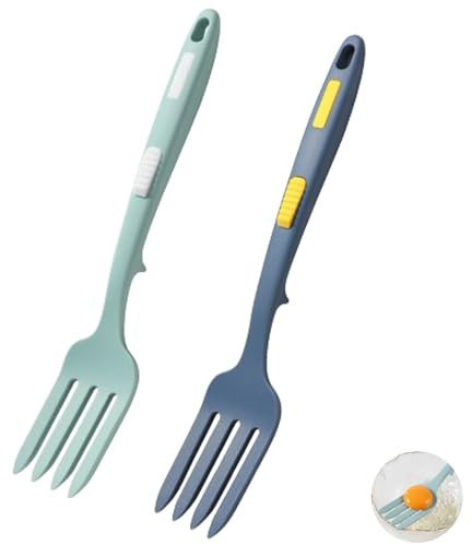 2 Pezzi Forchetta Flessibile In Silicone, Forchetta Utensili Da Cucina Resistente Al Calore, Multifunzionale Antiaderente, miscelazione forcella per cucinare(Blu Lago, Blu Scuro)