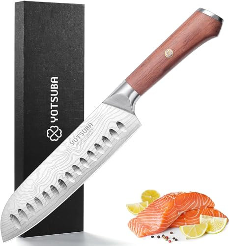 YOTSUBA Profi Santoku Messer Chef Knife, Japanisches Kochmesser 17cm Messer Deutschem High Carbon Edelstahl, Küchenmesser mit Ergonomischen Griff für Haushalt und Restaurant