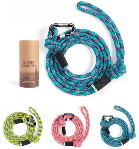 Hundeleine 2m reflektierend, robuste Hundeleine für mittel & große Hunde, Nylon Leine mit Aluminium Sicherheitskarabiner, reißfest, Anti-Zug Hundeleine, Trainingsleine, Seeblau