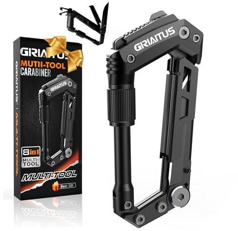 Camping Zubehör 8en1 Karabiner Multitool Vatertagsgeschenk für Papa Valentinstag Geschenke für Männer Outdoor Gadgets mit Flaschenöffner Lineal Säge Schraubendreher