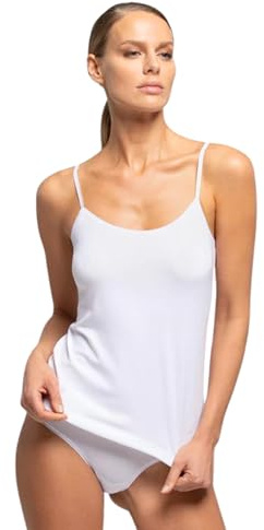 o-day Defonseca 3 Canotte Donna 100% Cotone Pettinato - vestibilità Perfetta, Comfort Ottimale - Ideale per Ogni Stagione (IT, Testo, M, Regular, Regular, Bianco 3pz - Spalla Stretta)