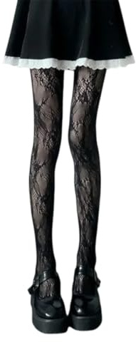 UEIOAVL calzamaglie da donna, 1 paio di calze a rete con fantasia da donna collant a rete calze alte collant a rete sexy a vita alta calze a rete trasparenti (nere)