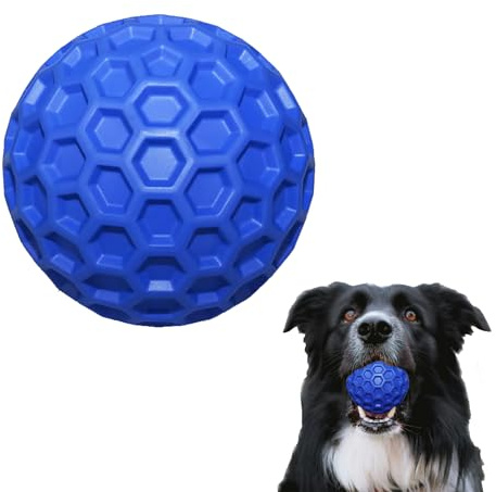 DDCAN Pelota de Goma Azul para Perros - 80mm - Bola Resistente y Duradera - Rebote Alto con Sonido - Fácil de Limpiar - Uso Interior y Exterior