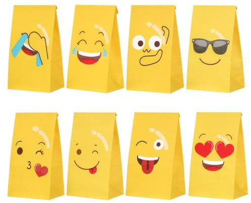 Anseom 24 Stück Bunt Papiertüten mit 24 Aufkleber, 23 x 12 x 8cm Geschenktüten, Papier Candy Tüten, Klein Papiertüten für Kindergeburtsta Hochzeiten Halloween Weihnachten