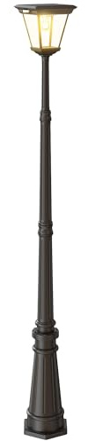 Outsunny Farola Solar Exterior Luz Solar Exterior Jardín de Aluminio y Vidrio con Panel Solar Luces LED Encendido y Apagado Automático Sensor de Movimiento Impermeable IP44 para Terraza 26x24x220 cm
