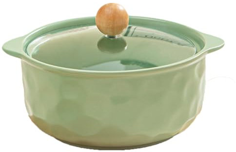Eleeonora Zuppiera con Coperchio in Ceramica,Zuppa con Coperchio per Casseruola,Pentola per Zuppa in Ceramica Manico,Antiscivolo E Isolamento Termico,Adatto A Lavastoviglie