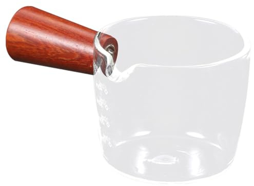 Abaodam Bricco per Latte in Vetro Borosilicato con Manico in Legno Antiscottatura, Capacità Grande, Leggero e Sicuro per Preparare Caffè e Dessert in Cucina