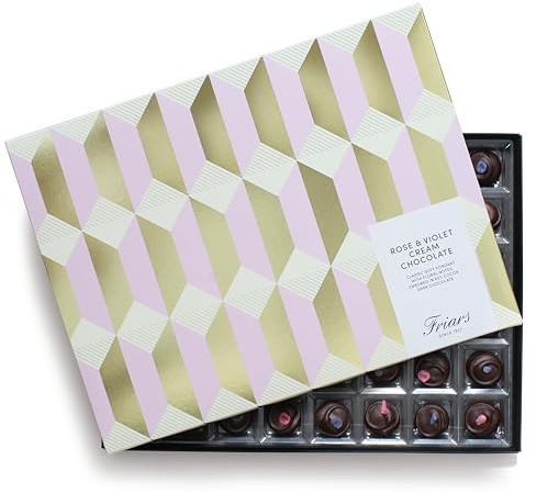 Friars Chocolate Rose & Violet Creams - 48 Per Box | Smooth & Soft Fondant & Quality 65% Dark Cocoa | Premium Chocolates For Special Occasions & Gifts | Handmade In England