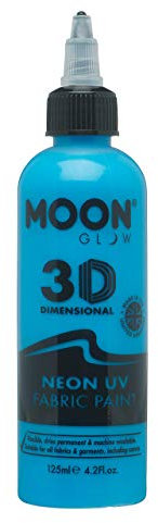 Moon Glow, Neon-UV-3D-Stofffarbe, Textilfarbe für Kleidung, T-Shirts, Taschen, Schuhe und Leinwand (Intensivblau, 125 ml (1er-Pack))