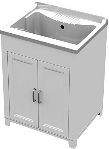 Mongardi. Mobile lavatoio resina lavapanni completo sifone tavoletta cm 60x50x84h
