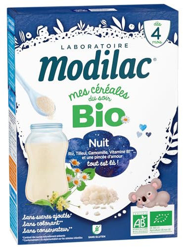 Laboratoire Modilac - Céréales Bio Nuit Calme Sans Sucres Ajoutés*** - Dès 4 mois - 250g - Lot de 7