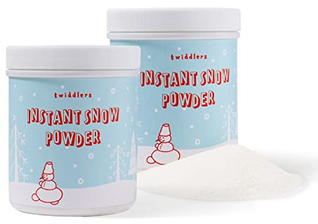 THE TWIDDLERS 2 Dosen Instant Schneepulver Weihnachtsdeko (230g/Dosen = 15-20 Liter Fluffiger Kunstschnee) - Sicher, Ungiftig & Umweltfreundlich