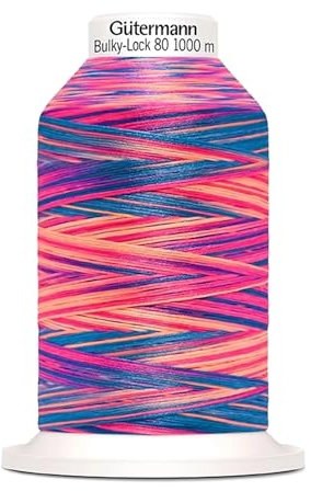 Das hüpfende Komma Gütermann Bulky-Lock Multicolour Bauschgarn No.80 neonpink-Royalblau 9814 1000m