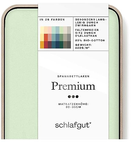 Schlafgut Premium Spannbettlaken 90x190cm bis 100x220cm Green Light, Spannbetttuch aus weicher Biobaumwolle