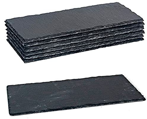 Acan Pack de 6 Tablas Pizarra rectangulares 30 x 13 cm. Platos Llanos de Piedra Natural, bandejas para Servir Alimentos, quesos, Aperitivos