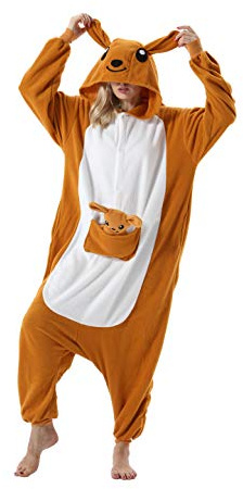 DarkCom Unisexe Adulte Cosplay Kangourou Animal Onesie Kigurumi Costume Une pièce Pyjama vêtements de Nuit Combinaison S