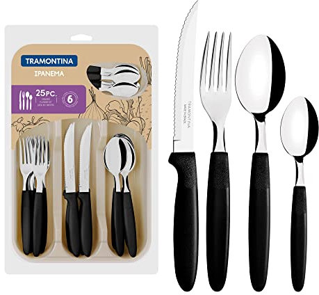 Servizio Posate Tramontina Ipanema Nero 25 Pezzi