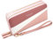Diyafas Doppelter Reißverschluss Geldbörse für Damen Lange Portemonnaie Große Kapazität Geldbeutel Mädchen Clutch Handytasche mit Armband, Rosa