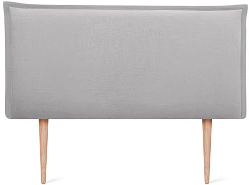 DHOME Kopfteil aus natürlichem Leinen einfarbig mit Paspelierung für Bett Schlafzimmer modernes Top Trend (Hellgrau, 90x105cm Mit Füßen (Betten 70/80/90))