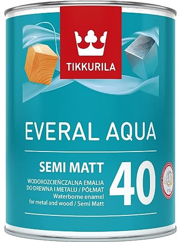 TIKKURILA Everal Aqua Semmi-Mat 40 - Pintura para madera y metal semimate, color gris claro