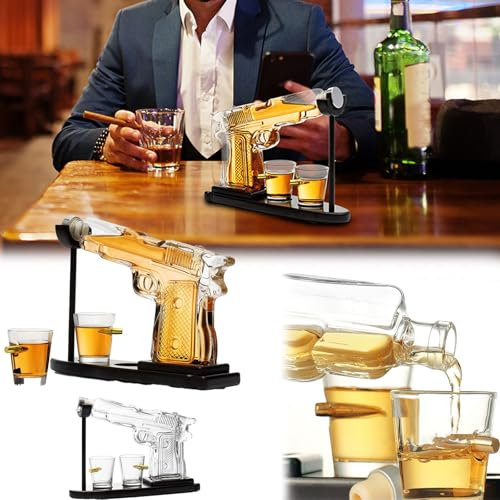 Carafe à Whisky, Carafe A Decanter Coffret Whisky Cadeau Homme Distributeur De Whisky Pour Liqueur Avec 2 Verres à Liqueur Ensembles Cadeaux De Verres à Whisky Pour Hommes/Papa/Mari/Petit Ami