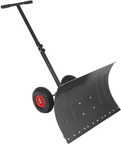 Snöplog snöborttagningsspade, snöspade snötryck med hjul | kraftig snöplog med justerbart handtag för snöborttagning snöskjutare