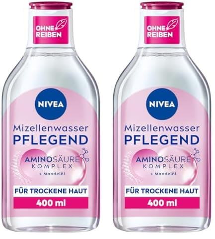 NIVEA Pflegendes Mizellenwasser, Gesichtswasser für trockene Haut mit Mandelöl und Aminosäuren Komplex, feuchtigkeitsspendendes Mizellen Reinigungswasser, sanfte Gesichtsreinigung (400 ml)