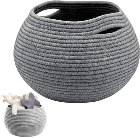 Organizadores De Cestas Tejidas, Cesta De Almacenamiento, Cestas Pequeñas Para Organización, Cesta Trenzada Para Almacenamiento De Juguetes Para Bebés, Ropa Sucia, Almacenamiento De Papel(Gris)