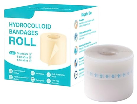 Cinta rollo hidrocoloide | Rollo hidrocoloide de grados médico | Tastros apósitos hidrocoloides corte a tamaño sin látex | Venta hidrocoloides reutilizables Patches para ampollas, heridas menores