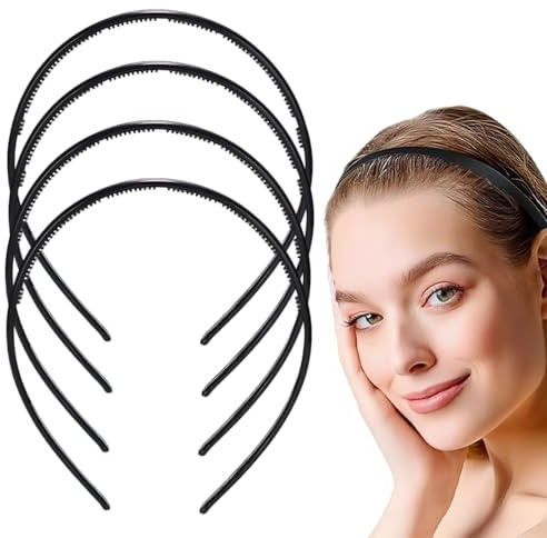 HABNI 4 Pcs Diademas Lisas De Plástico Hombres Y Mujeres Diademas Lisas De Plástico Con Dientes Diademas Delgadas De Plástico Diy Diademas Flacas De Plástico 5Mm De Ancho Diademas Lisas