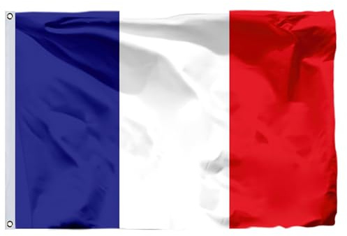 Bandera francesa 90 x 150 cm, con ojales de latón, material de poliéster, para celebración Eurovison 2025 Torneo Rugby Fiesta Nacional Euro Foot Match
