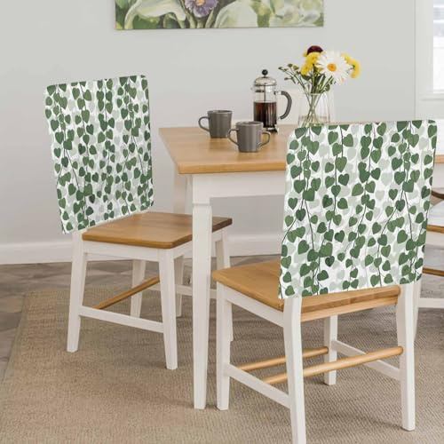 Jeomia Chair Back Covers Set of 4, Spring Plants Ivy Removable Burlap Linen Chair Slipcovers Sets Kitchen Chair Covers for Dining Chairs 20 x 19 Inches Green Heartleaf Philodendron